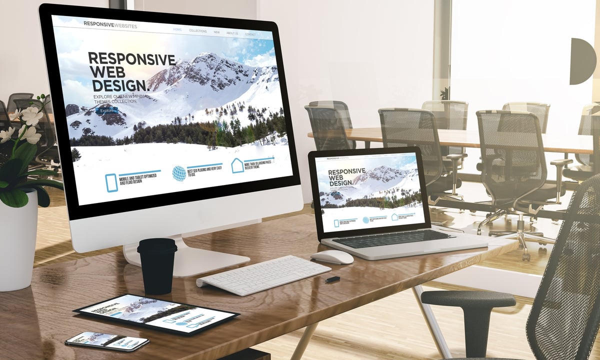 Modern office showing responsive web design and website development